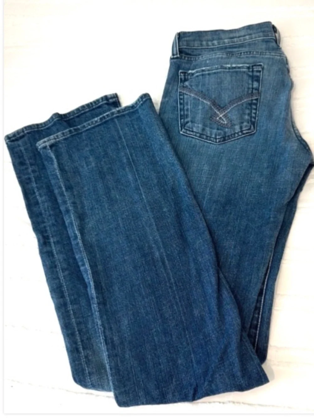 7 For All Mankind Women’s Bootcut Jeans Size 27 Regular Blue Solid Denim